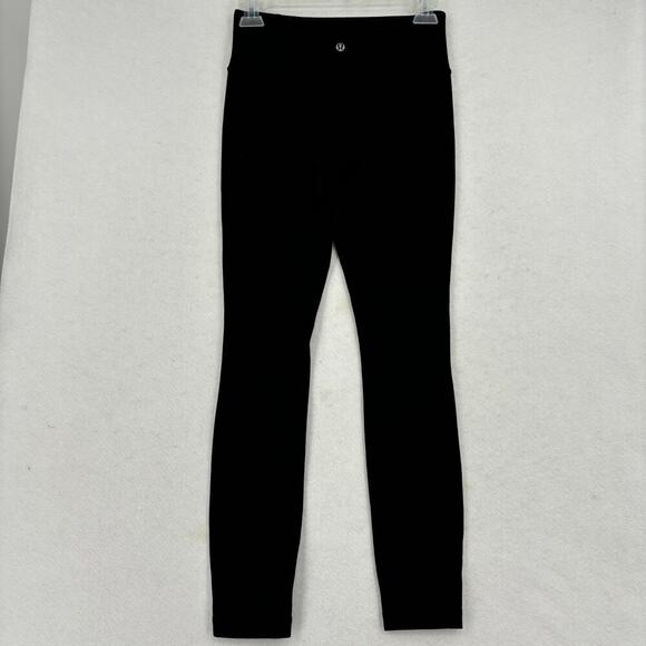 Lululemon Ankle Leggings Size 4 Black Floral Print Front Leg Panels - Picture 6 of 10